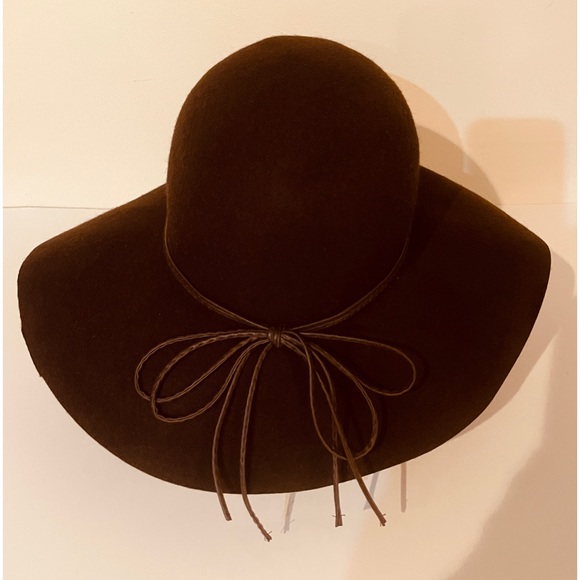 Apostrophe Brown Wool Felt Floppy Hat - Picture 1 of 6